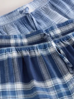 Navy Blue Check Woven Pyjama Bottoms 2 Pack