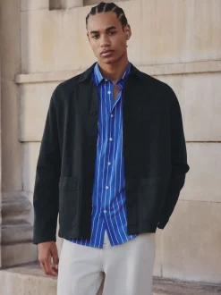 Navy Blue Chore Twill Shacket Overshirt