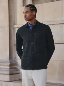 Navy Blue Chore Twill Shacket Overshirt