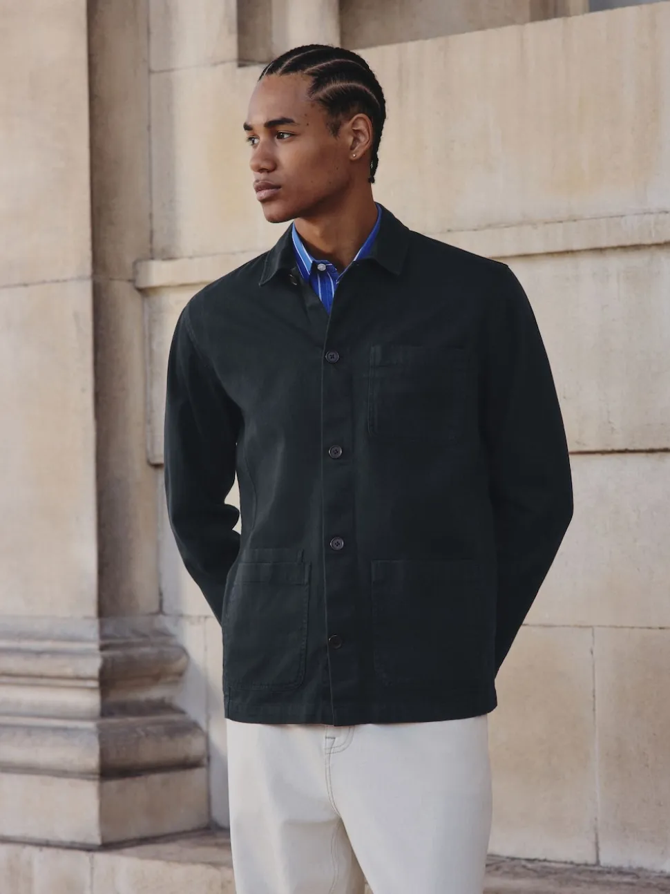 Navy Blue Chore Twill Shacket Overshirt
