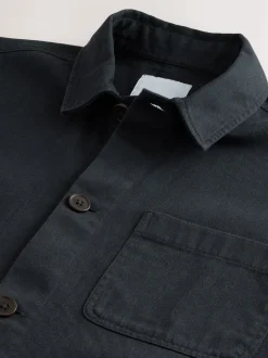 Navy Blue Chore Twill Shacket Overshirt