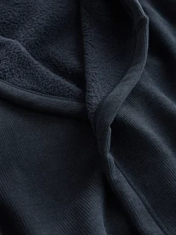 Navy Blue Corded Textured Dressing Gown