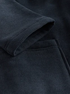 Navy Blue Corded Textured Dressing Gown