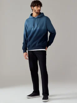 Navy Blue Dip Dye Cotton Rich Jersey Hoodie