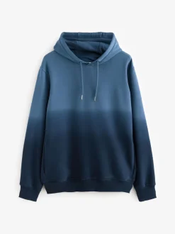 Navy Blue Dip Dye Cotton Rich Jersey Hoodie