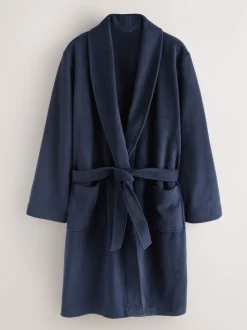 Navy Blue Fleece Dressing Gown