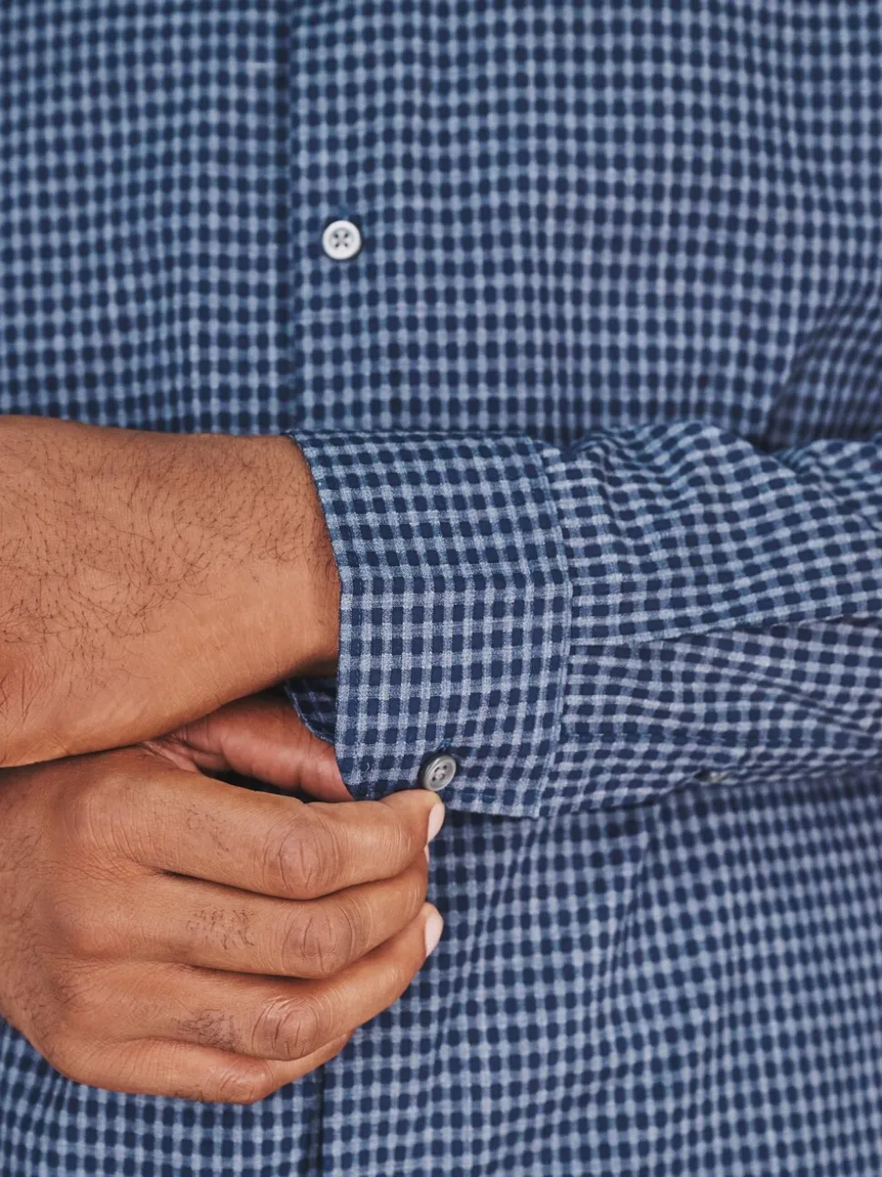 Navy Blue Gingham Regular Fit N.Premium Long Sleeve Smart Shirt