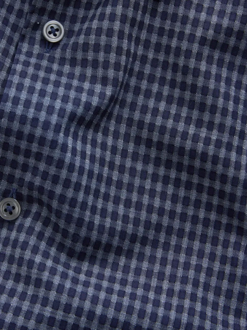Navy Blue Gingham Regular Fit N.Premium Long Sleeve Smart Shirt