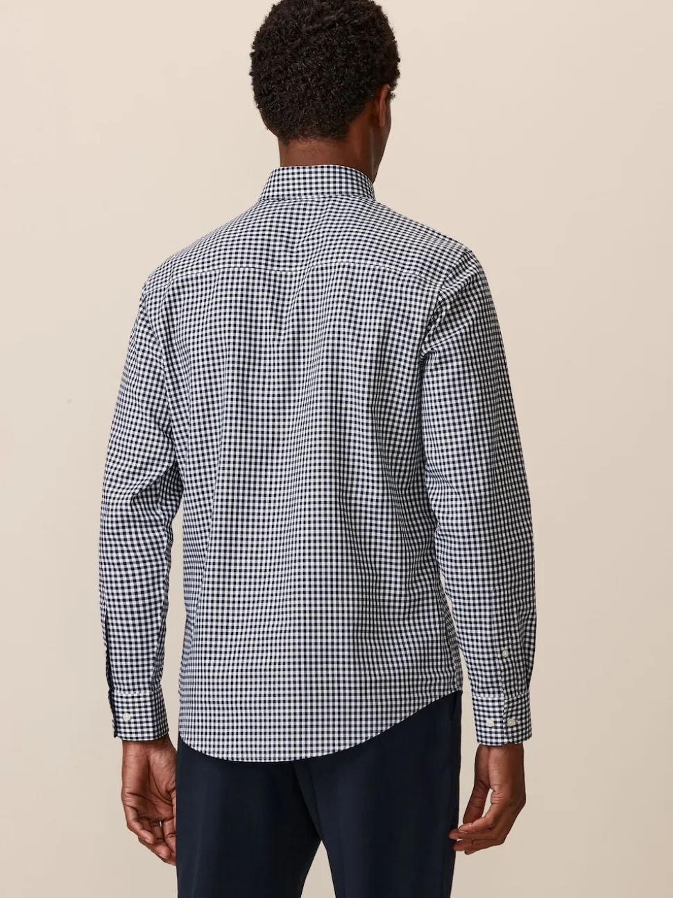 Navy Blue Gingham Regular Fit Easy Iron Button Down Oxford Shirt