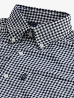Navy Blue Gingham Regular Fit Easy Iron Button Down Oxford Shirt