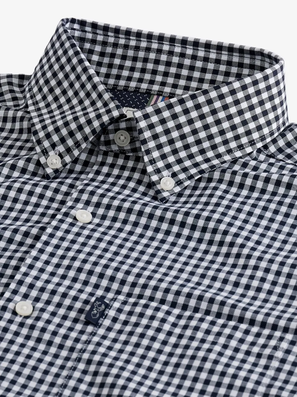 Navy Blue Gingham Regular Fit Easy Iron Button Down Oxford Shirt