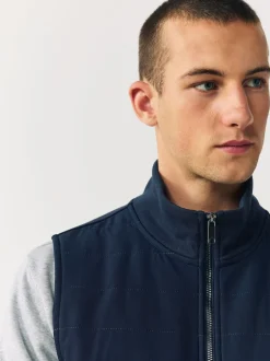 Navy Blue Hybrid Full Zip Gilet