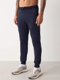 Navy Blue Interlock Soft Touch Cuffed Joggers