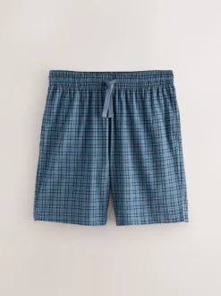 Navy Blue Jersey Check Pyjamas Shorts 2 Pack