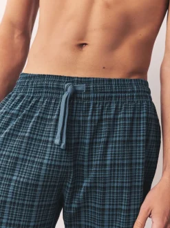 Navy Blue Jersey Check Pyjamas Shorts 2 Pack