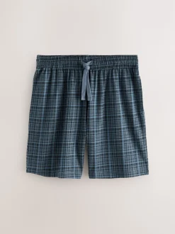 Navy Blue Jersey Check Pyjamas Shorts 2 Pack