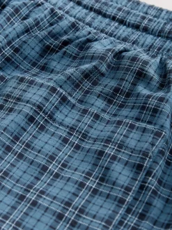 Navy Blue Jersey Check Pyjamas Shorts 2 Pack