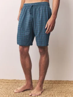 Navy Blue Jersey Check Pyjamas Shorts 2 Pack