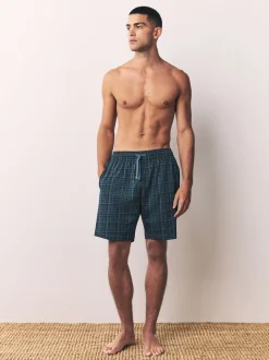 Navy Blue Jersey Check Pyjamas Shorts 2 Pack