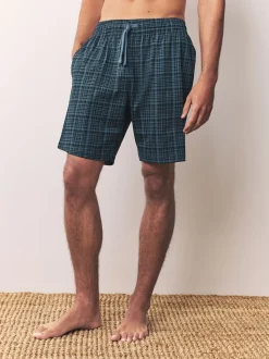 Navy Blue Jersey Check Pyjamas Shorts 2 Pack