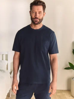 Navy Blue Jersey Short Pyjamas Set