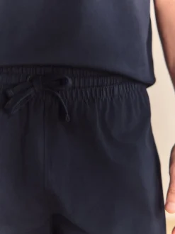Navy Blue Jersey Short Pyjamas Set