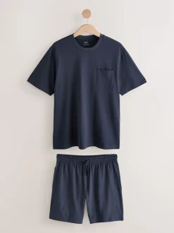 Navy Blue Jersey Short Pyjamas Set
