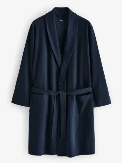 Navy Blue Lightweight Waffle Dressing Gown