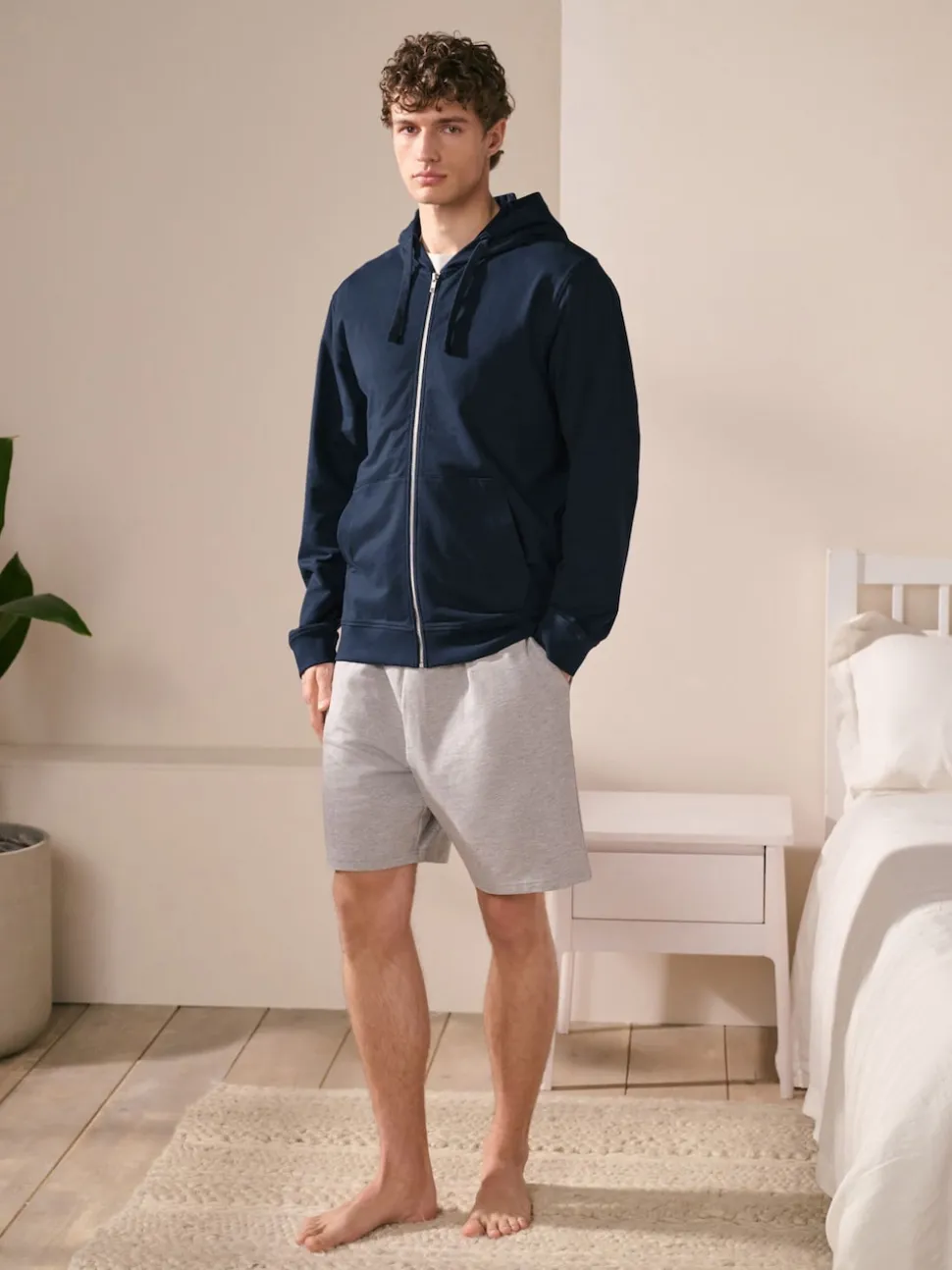 Navy Blue Lightweight Zip Up Hoodie