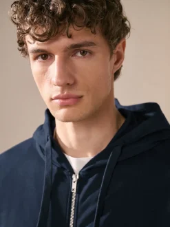Navy Blue Lightweight Zip Up Hoodie