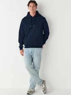 Navy Blue Linear Texture Hoodie
