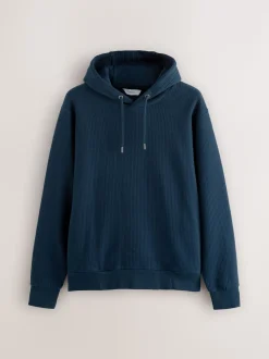 Navy Blue Linear Texture Hoodie