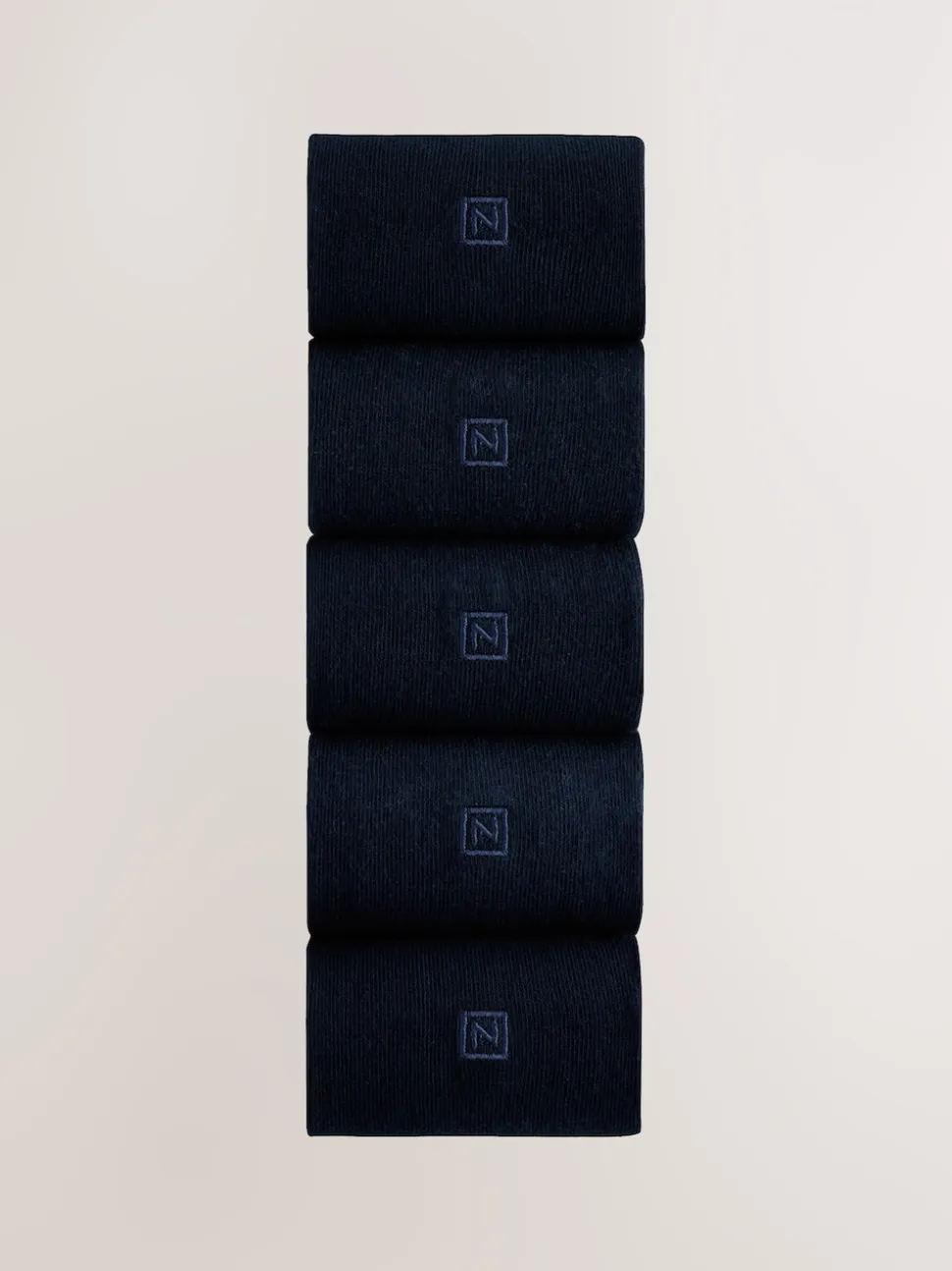 Navy Blue Logo 5 Pack Embroidered Lasting Fresh Socks