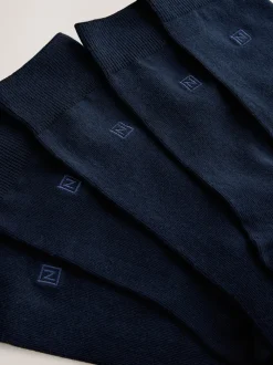 Navy Blue Logo 5 Pack Embroidered Lasting Fresh Socks