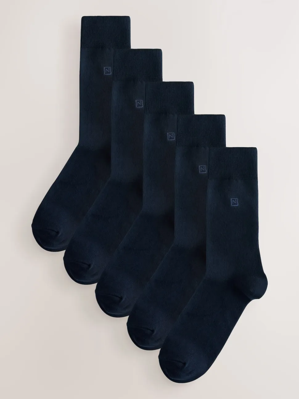 Navy Blue Logo 5 Pack Embroidered Lasting Fresh Socks