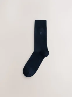 Navy Blue Logo 5 Pack Embroidered Lasting Fresh Socks