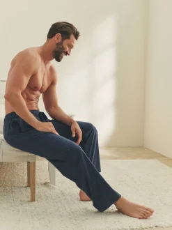 Navy Blue Motionflex Cosy Open Hem Pyjama Bottoms