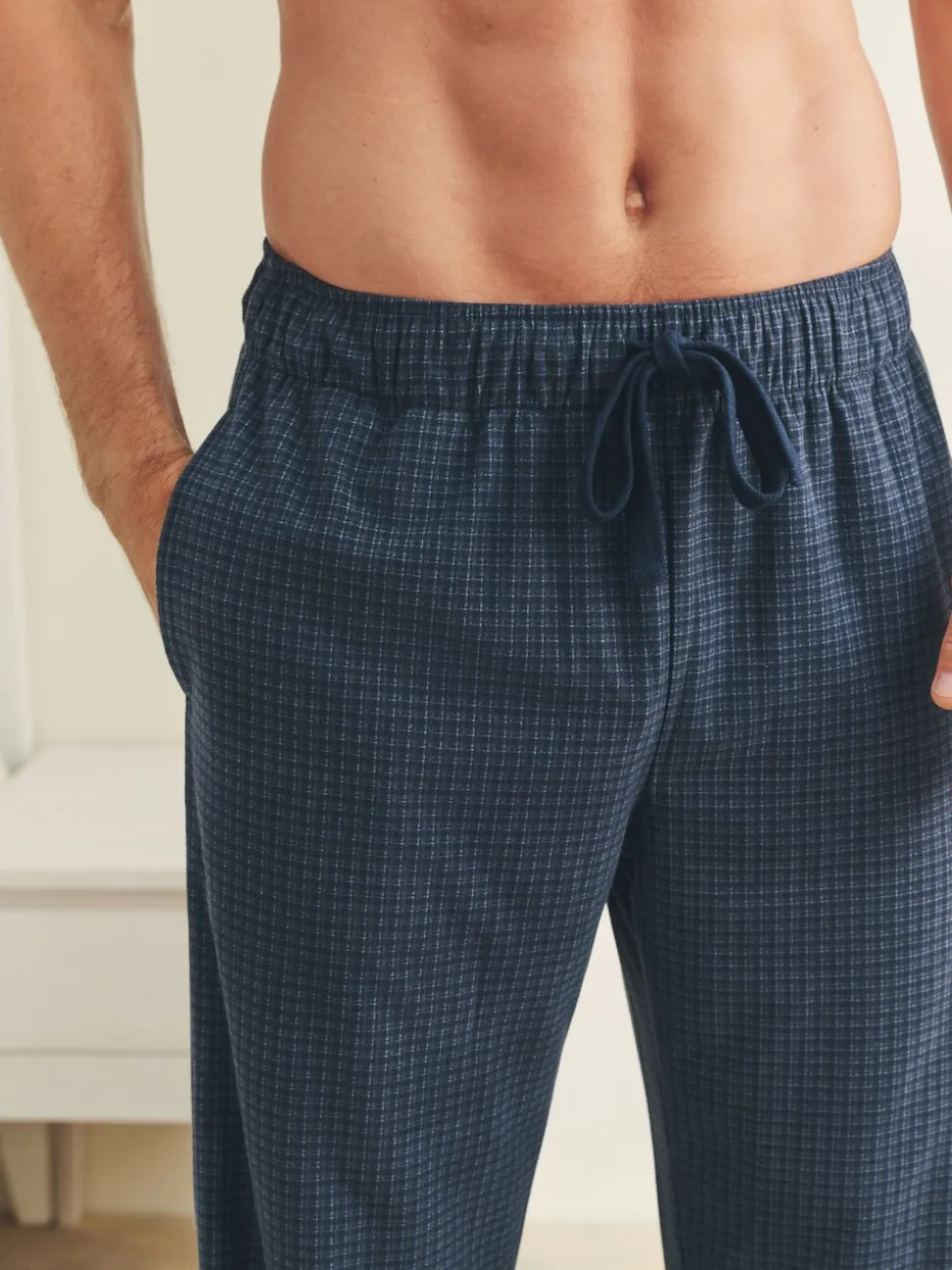 Navy Blue Motionflex Cosy Open Hem Pyjama Bottoms