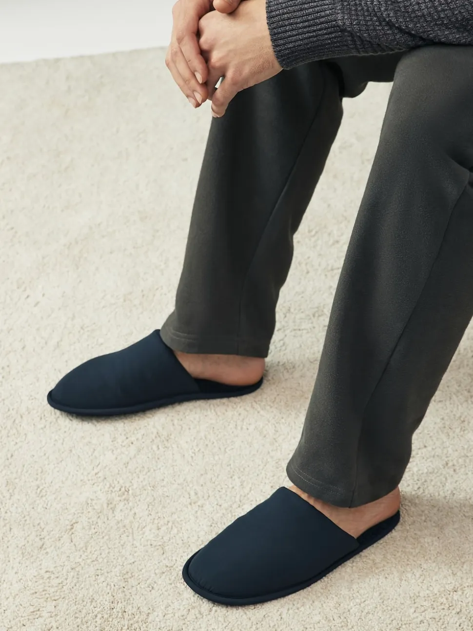 Navy Blue Mule Slippers