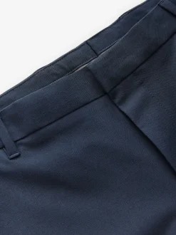 Navy Blue Muscle Fit Elasticated Waist Motionflex Stretch Smart Trousers