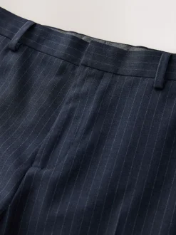 Navy Blue Muscle Fit Motionflex Stretch Stripe Suit Trousers