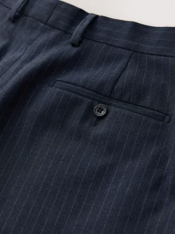 Navy Blue Muscle Fit Motionflex Stretch Stripe Suit Trousers