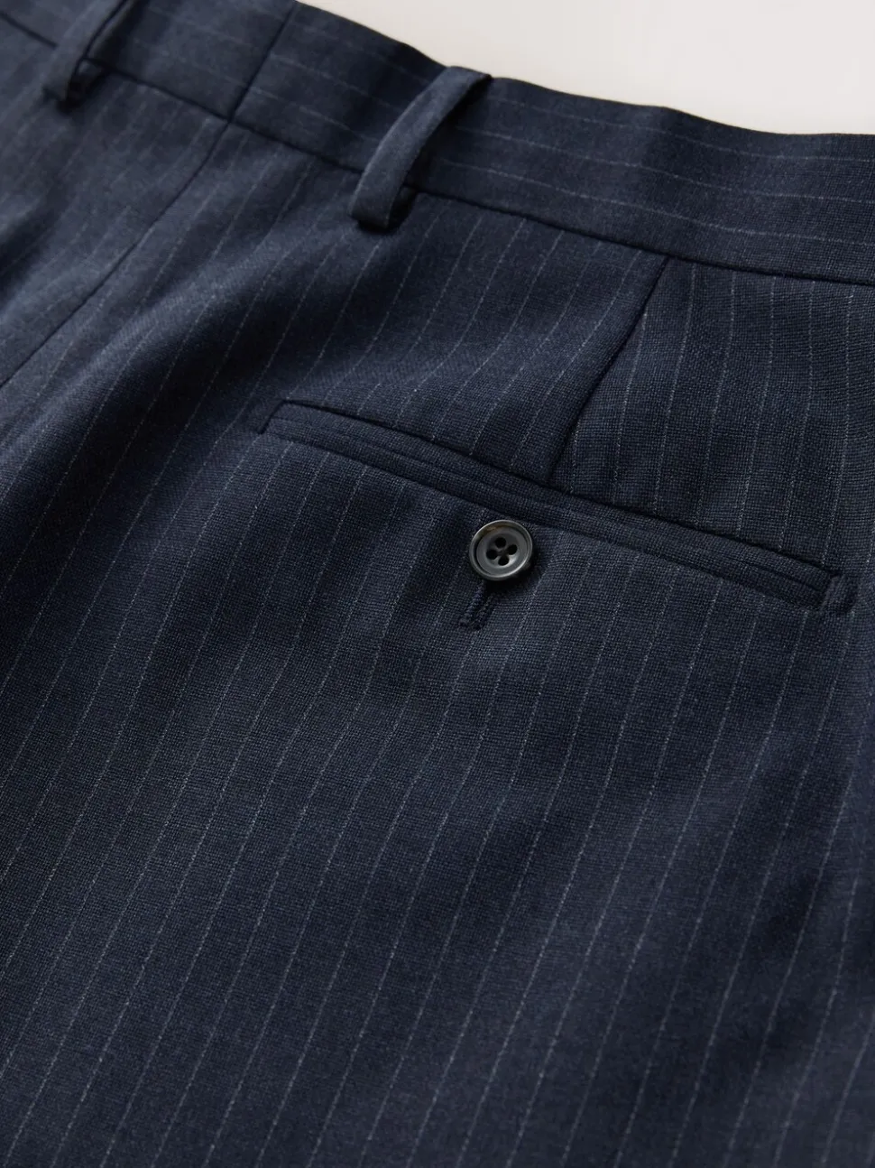 Navy Blue Muscle Fit Motionflex Stretch Stripe Suit Trousers