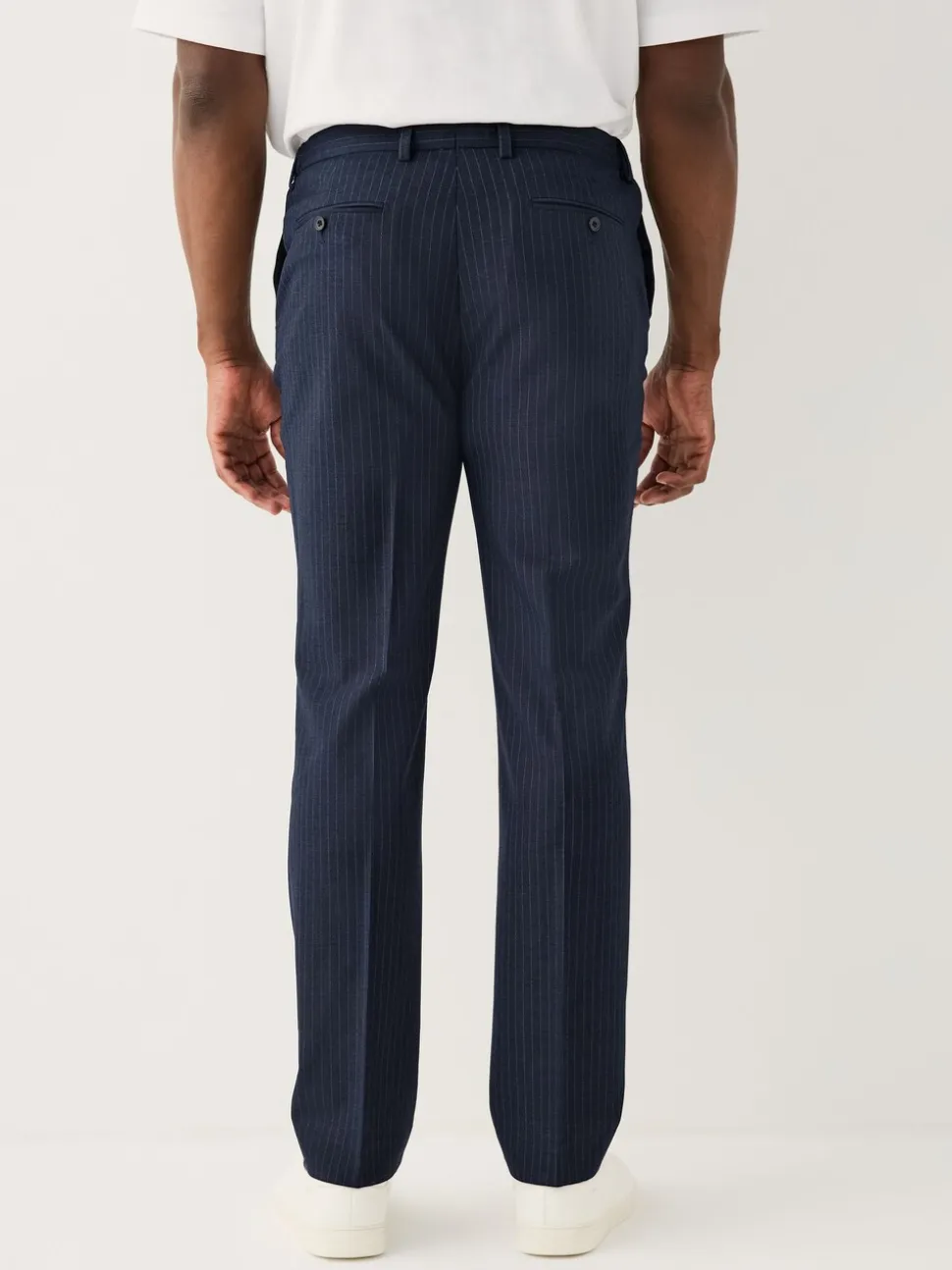 Navy Blue Muscle Fit Motionflex Stretch Stripe Suit Trousers