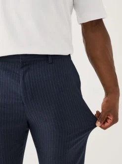 Navy Blue Muscle Fit Motionflex Stretch Stripe Suit Trousers