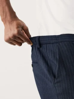 Navy Blue Muscle Fit Motionflex Stretch Stripe Suit Trousers