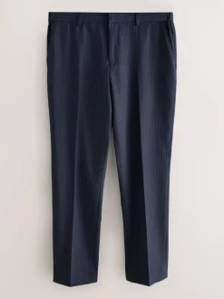 Navy Blue Muscle Fit Motionflex Stretch Stripe Suit Trousers