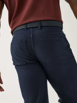 Navy Blue Muscle Fit Smart Brushed Cotton TENCEL™ Lyocell Blend Chinos With Belt