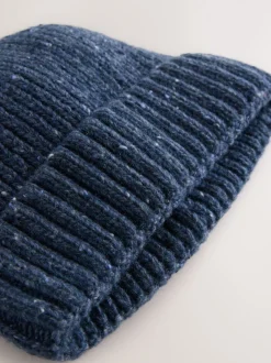 Navy Blue Neppy Twist Beanie Hat