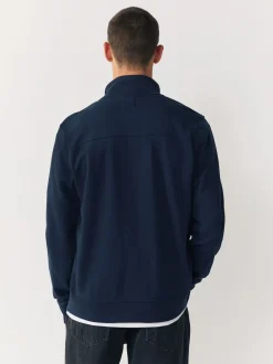 Navy Blue Non-Hooded Hybrid Full Zip Jacket